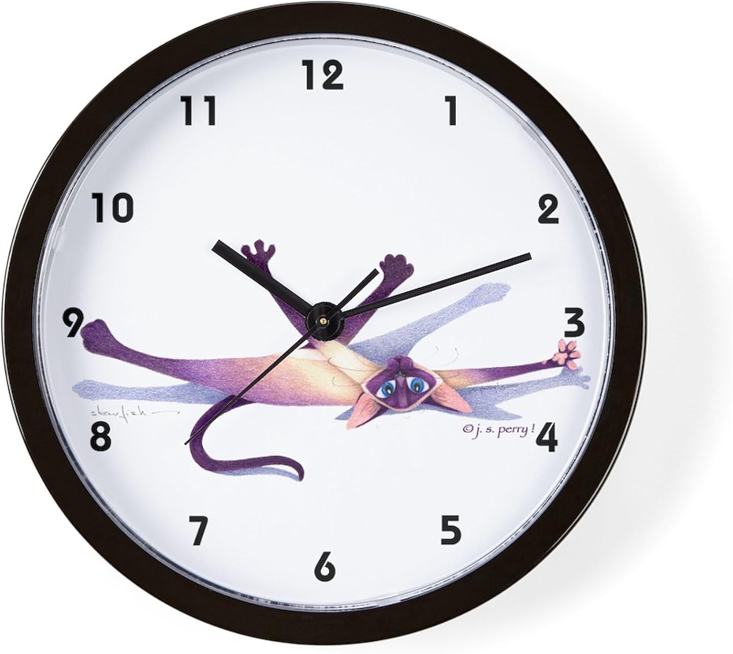 CafePress J. S. Perry Whimsical Siamese Cat 10" Wall Clock for Livingroom, Kitchen, or Office