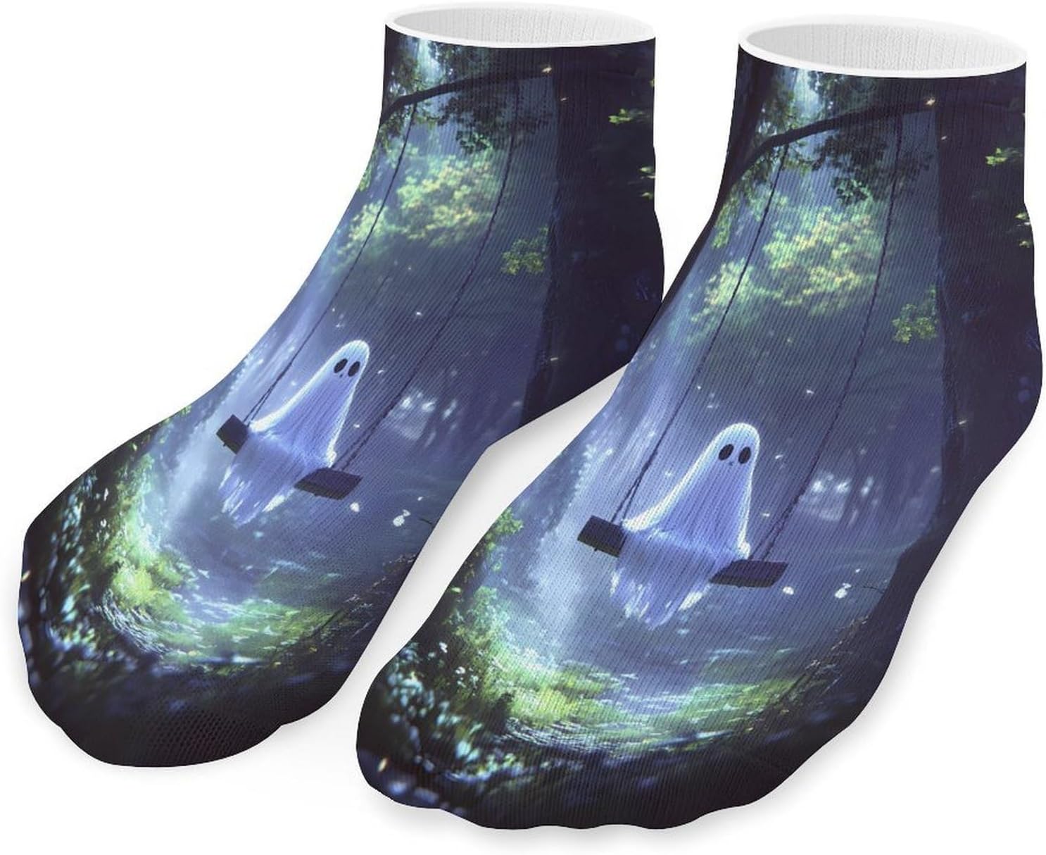 Cute Ghosts Swing 5 Pairs Low Cut Ankle Socks Casual Liner Sock No Show Invisible Socks for Men Women