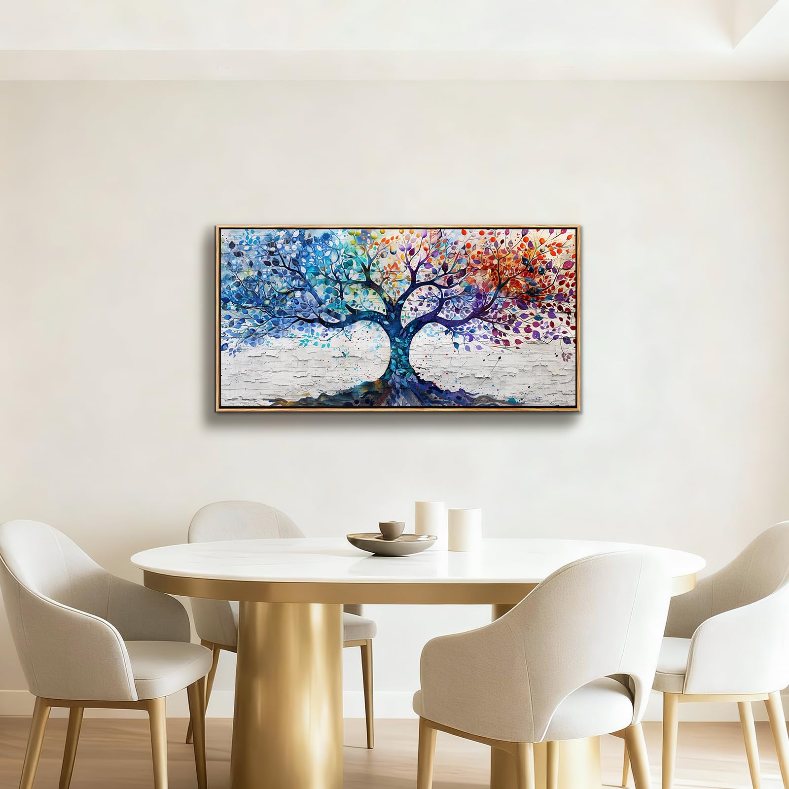 JHHUAMO Cuadro con Marco Arbol de la Vida para Salon Dormitorio 50x100 cm | Motivo Árbol Elegante, Impresión Alta Definición, Artesanía Exquisita, Colgado Sencillo, Uso Polivalente