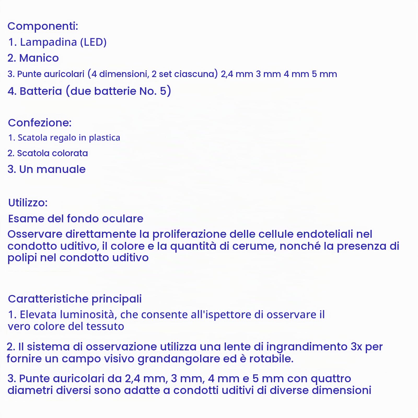 Oftalmoscopio Portatile a LED, Otoscopio Dell'orecchio, Microscopio Portatile Ottico, Ingrandimento 3X, per Oftalmologico, Laboratorio, Ospedali per Animali Domestici