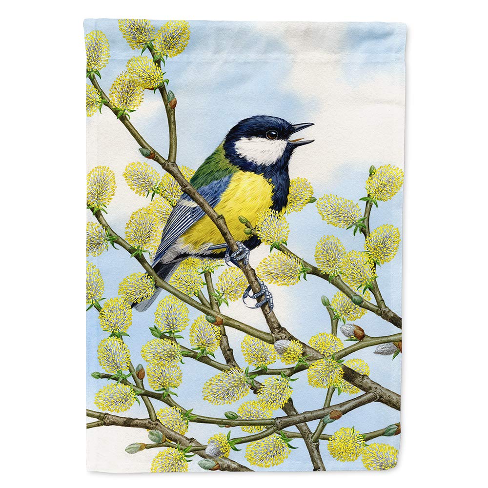 Mésange bleue drapeau décoratif grand format pour jardin et terrasse sur toile de maison