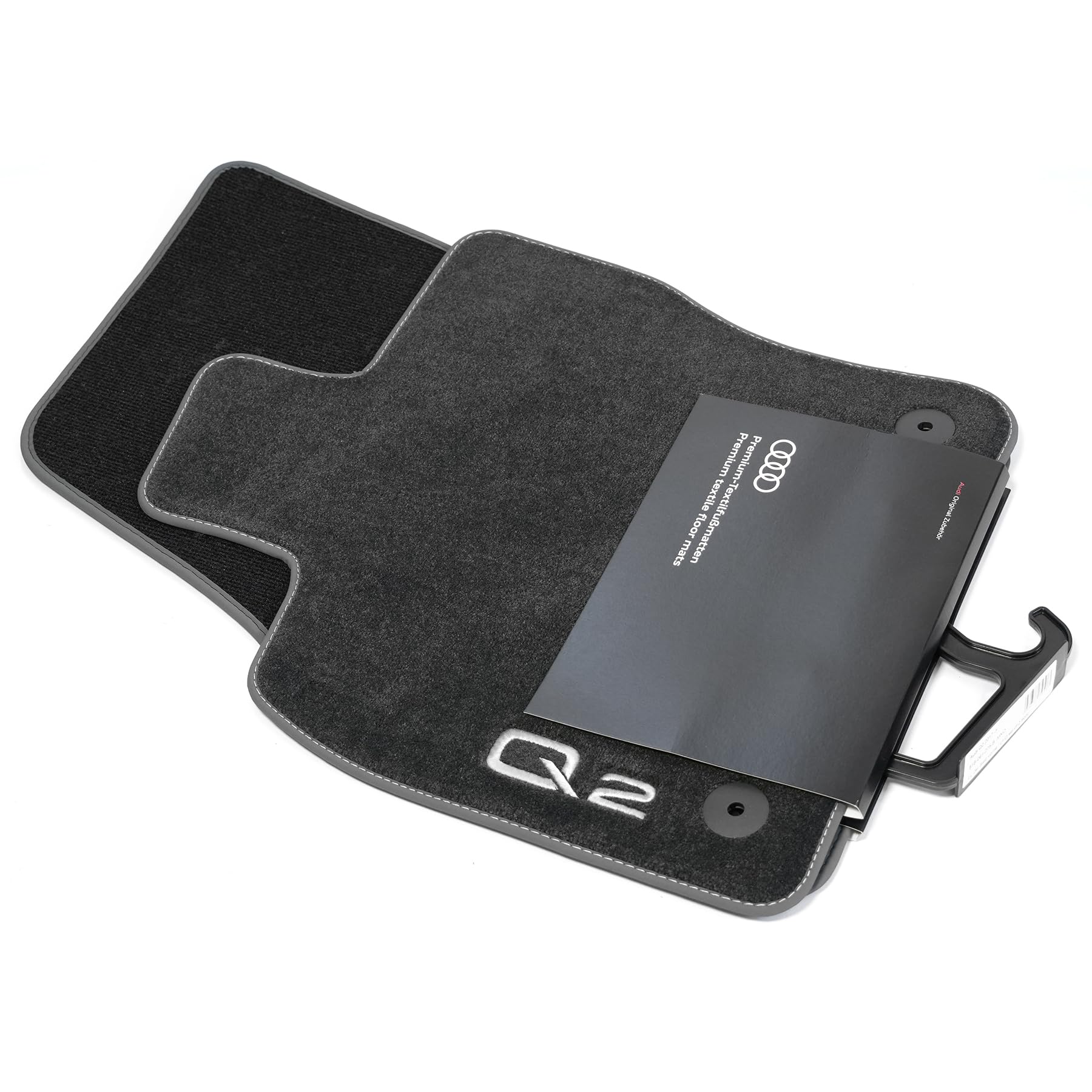 Audi Alfombrillas Premium de Velours, Compatible con Audi, Antideslizante, Negro/Gris Acero, para Suelo del Vehículo, Ajuste Personalizado