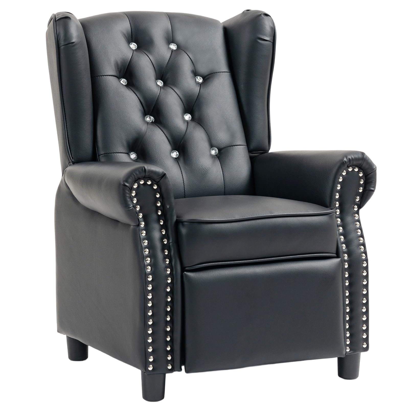 AVAWING Kids Recliner Chair, Black PU Leather Wingback Tufted Toddler Chair