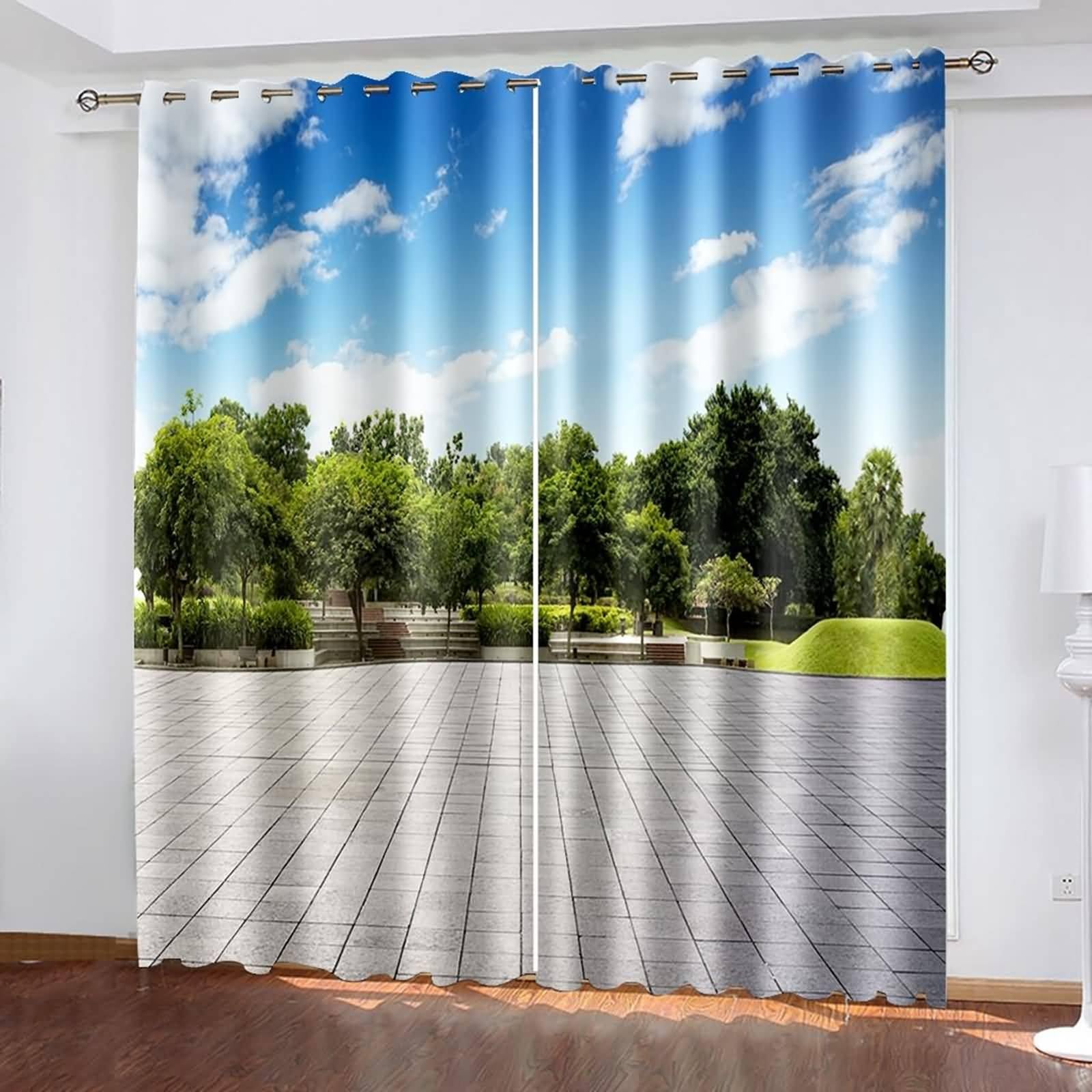 Rideaux thermiques anti-chaleur occultants bleu vert gris de 96x160cm
