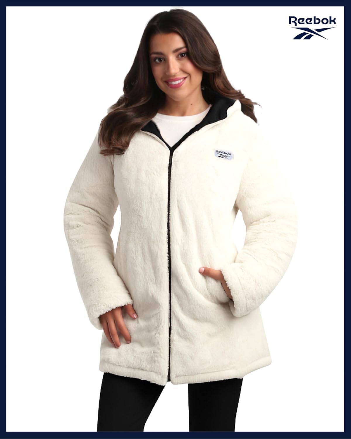 Reebok Womens Winter Jacket - Sherpa Fleece Lined Reversible Insulated Puffer Parka Winter Coats for Women with Faux Fur Hood - Image 5
