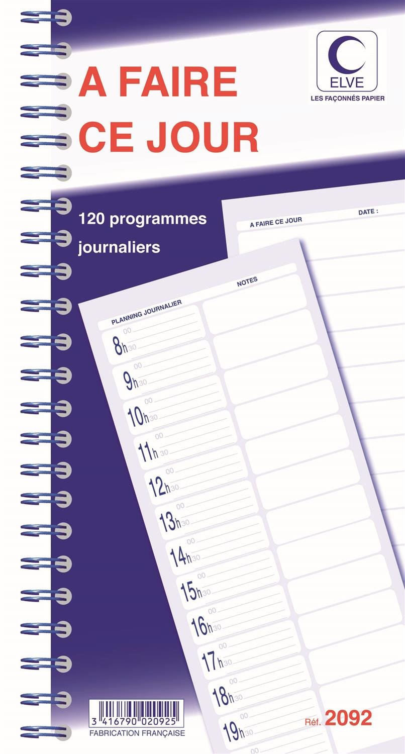 ELVE Lot de 5 Blocs spirale"120 PROGRAMMES - A FAIRE CE JOUR" 29,7x14 cm