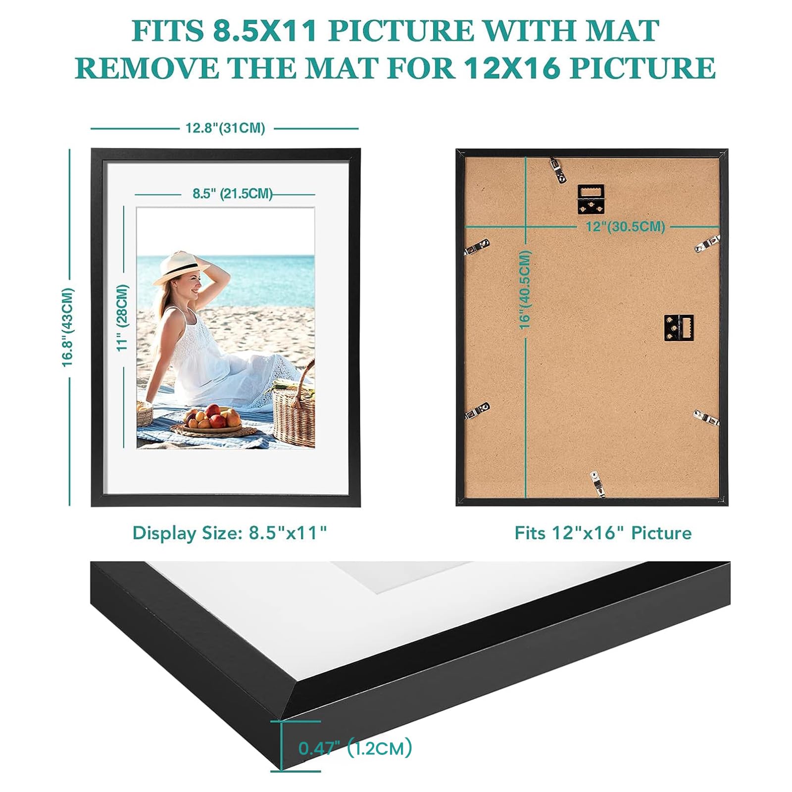 SESEAT Cornice Portafoto Rustica 12x16 – Colore Marrone, In MDF – 1 Pezzo, Con Tappetino Per Foto 9x12 - 2