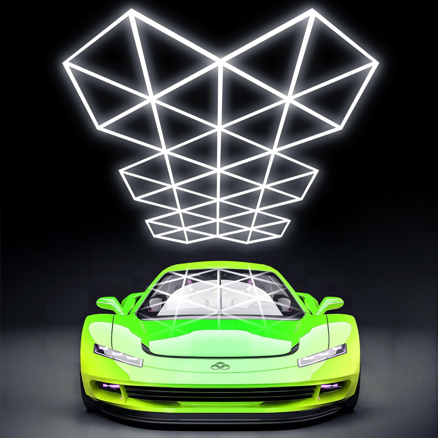 Hexagon LED Garage Workshop Light,6500K Hexagon Grid Shop Lighting with Inner Lock Extra Long Copper Needle Connertor,IP54,15.8 * 9.15FT