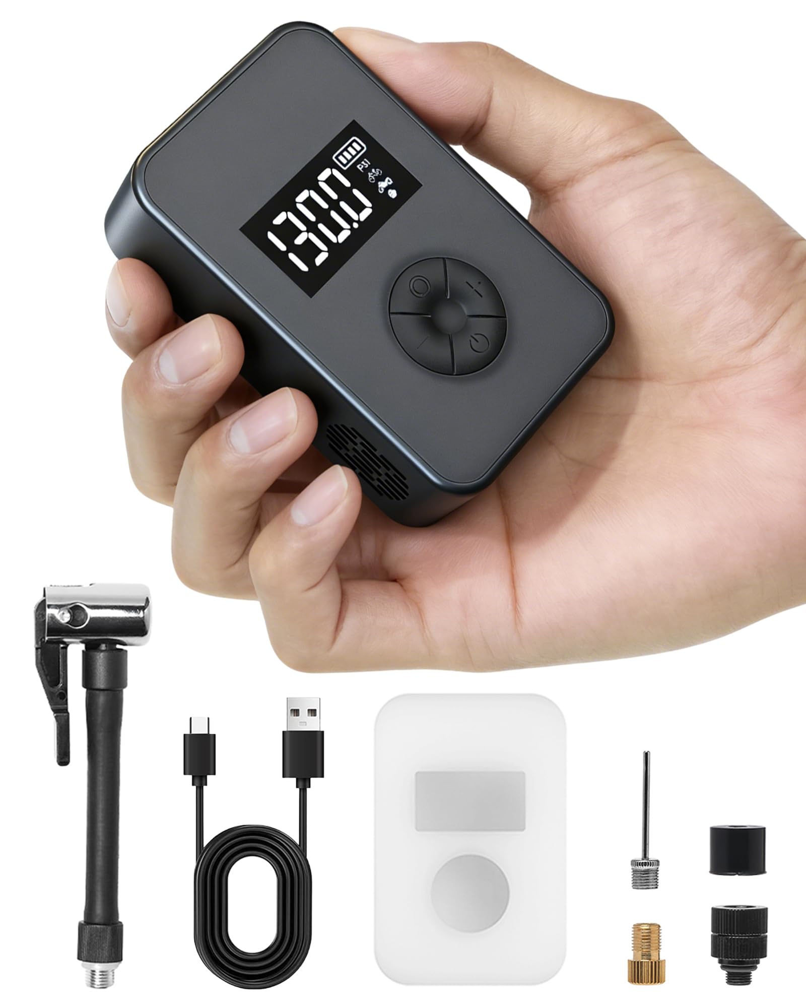 Mini Bike Pump, 130PSI Bike Pump With Gauge Includes Overheat Protection, Electric Bike A…