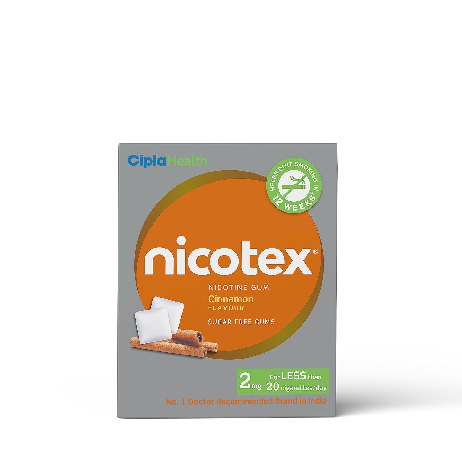 Buy Cipla Nicotex Nicotine Sugar Free Cinnamon Gums 2mg Helps to Quit