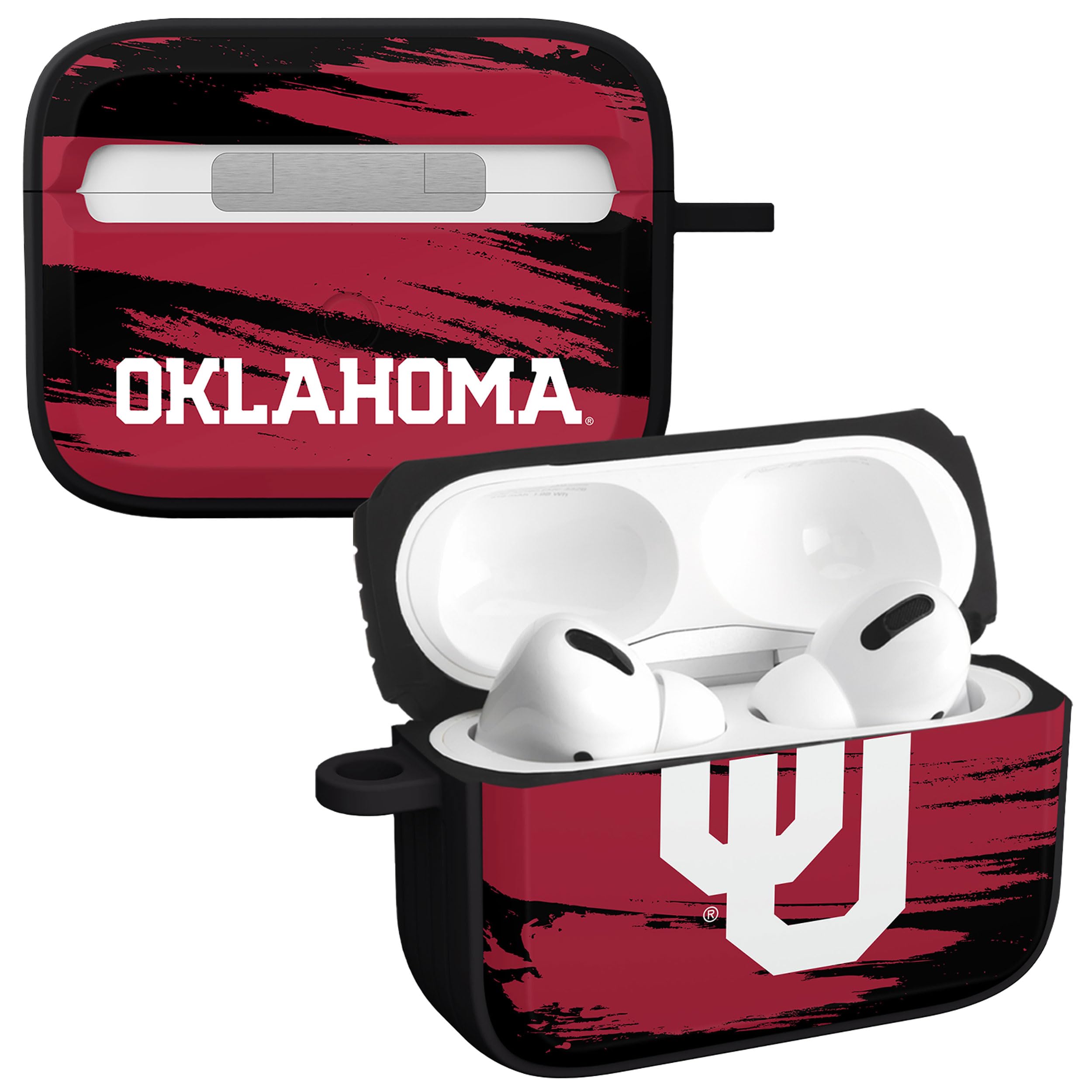 Affinity Bands Oklahoma Sooners HDX Case Cover Compatible with Apple AirPods Pro 1 & 2 (Paint Stripe)