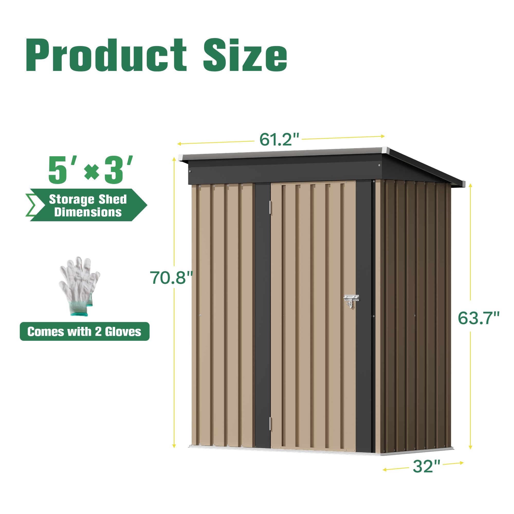 Amazon.com : Flamaker 5x3 FT Storage Shed Waterproof Metal Garden