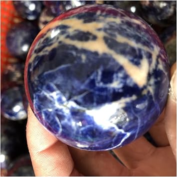 Natural Crystal Rough 1pcs Natural Sodalite Sphere Quartz Crystal Gemstone Power Ball Natural Stones and Minerals Reiki Healing for Home decoratio
