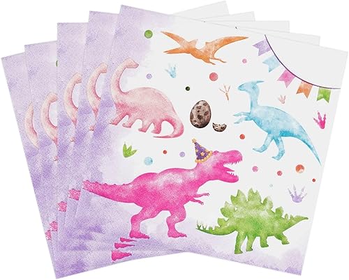 WERNNSA - Decoraciones de fiesta de dinosaurios para niñas, paquete de 50 servilletas de papel de dinosaurio rosa, decoraciones de cumpleaños,