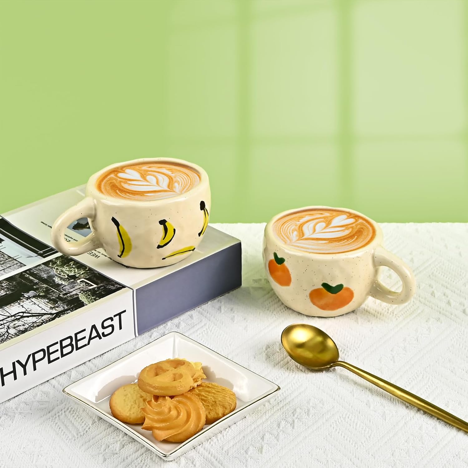 Ceramic Coffee Mug, Creative Flower Fruit Cup for Women Friends, 8.5 oz/250 ml Cute Coffee Mugs for Latte Tea Milk (Vitality Orange) - Image 3