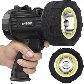 BUYSIGHT Lanterna holofote recarregável, lúmens super altos, holofote à prova d'água, holofote de caça com filtro vermelho (grafite preto-COB)