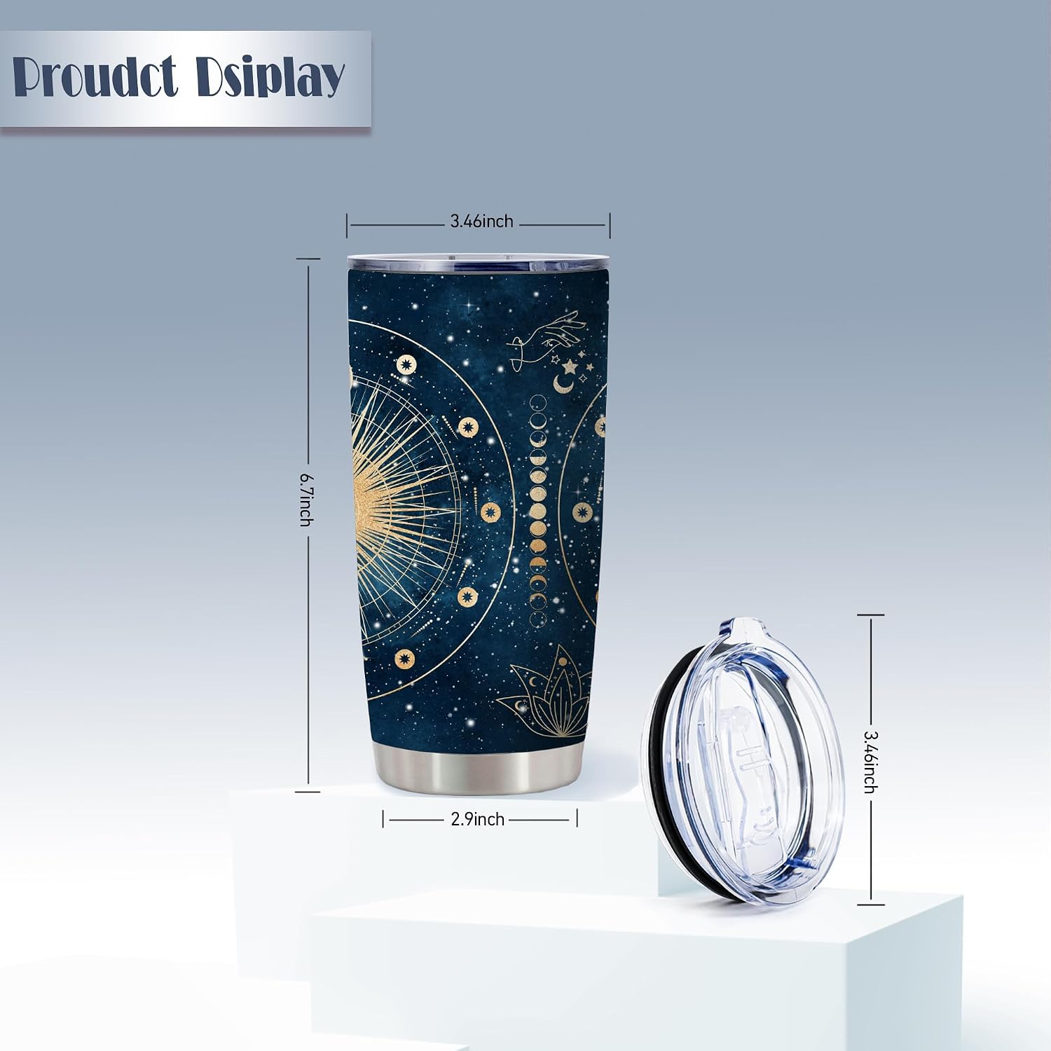 20oz Celestial Astrology Moon Phase Witchy Stainless Steel Tumbler with Lid image 4