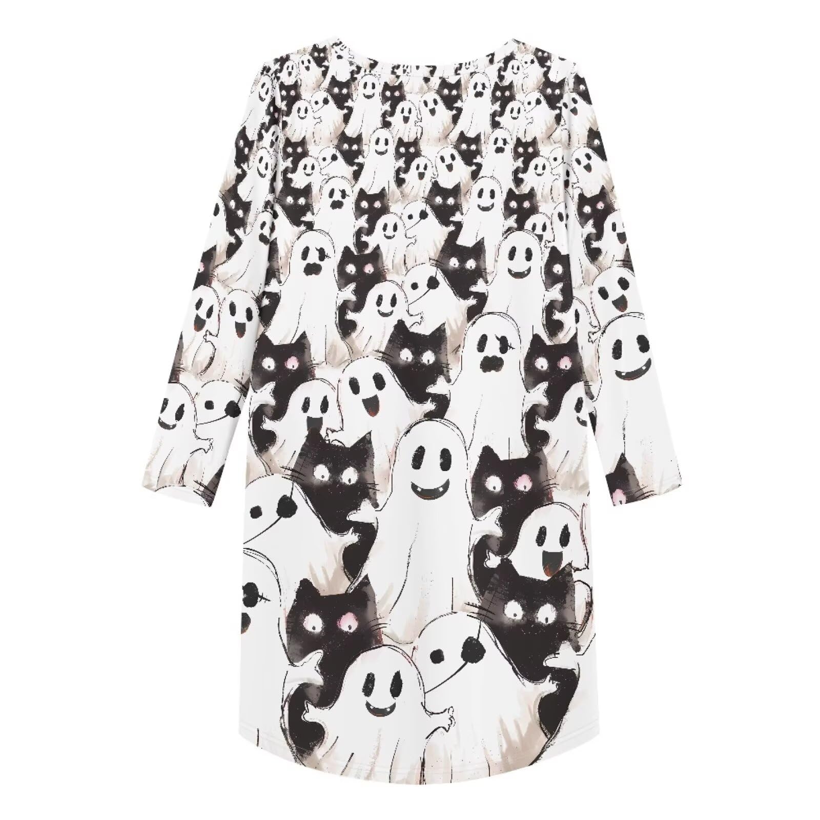 Nachthemden für Damen, Größe S-5XL, langärmelig, Schlafshirts, Halloween-Nachtkleid