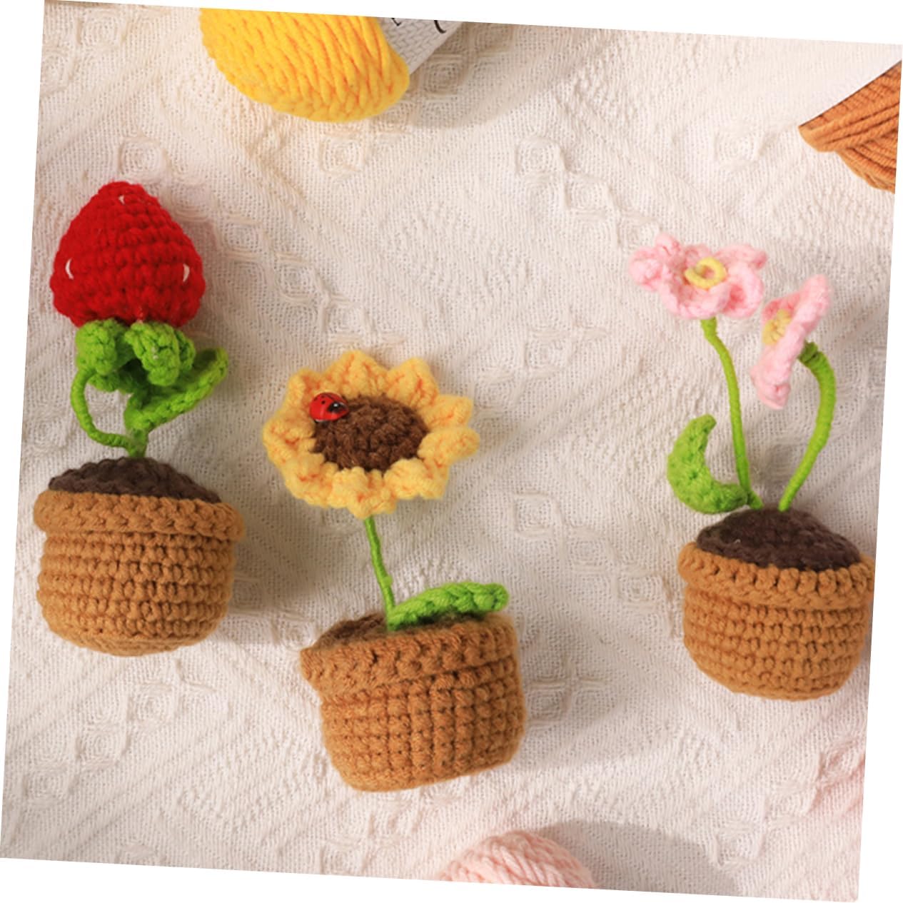 SHINEOFI 1set Crochet Kit for Beginners Plant Knitting Create Beautiful Handmade Floral Arrangements Relaxing Crafting Adults and Family