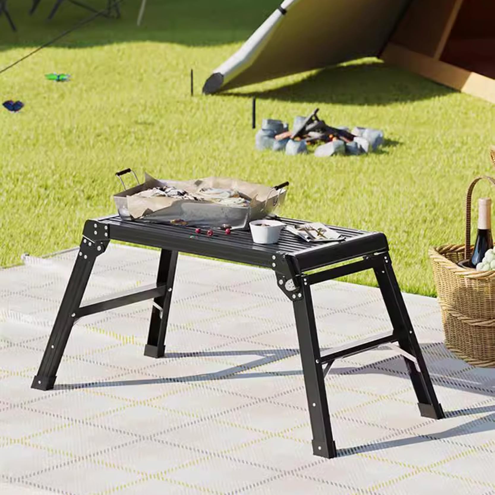 Drabina 150 kg platforma robocza, duża składana aluminiowa drabina schodkowa 75 cm, przenośna platforma rusztowania, krzesło domowe, wytrzymały stołek schodkowy