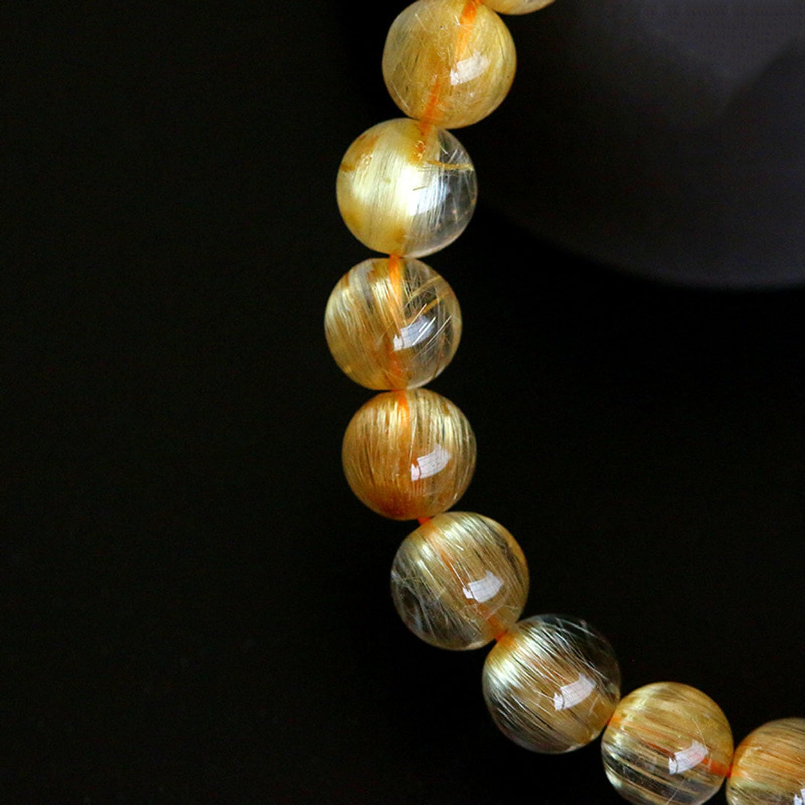 Pulsera Natural de Citrino, Cristales de Piedras Preciosas, Pulsera de Cuentas de Chakra, Cuentas de Cristal, Cuarzo rutilado de Oro, Cuentas de Piedra Lisas Redondas pulidas,3a,12MM