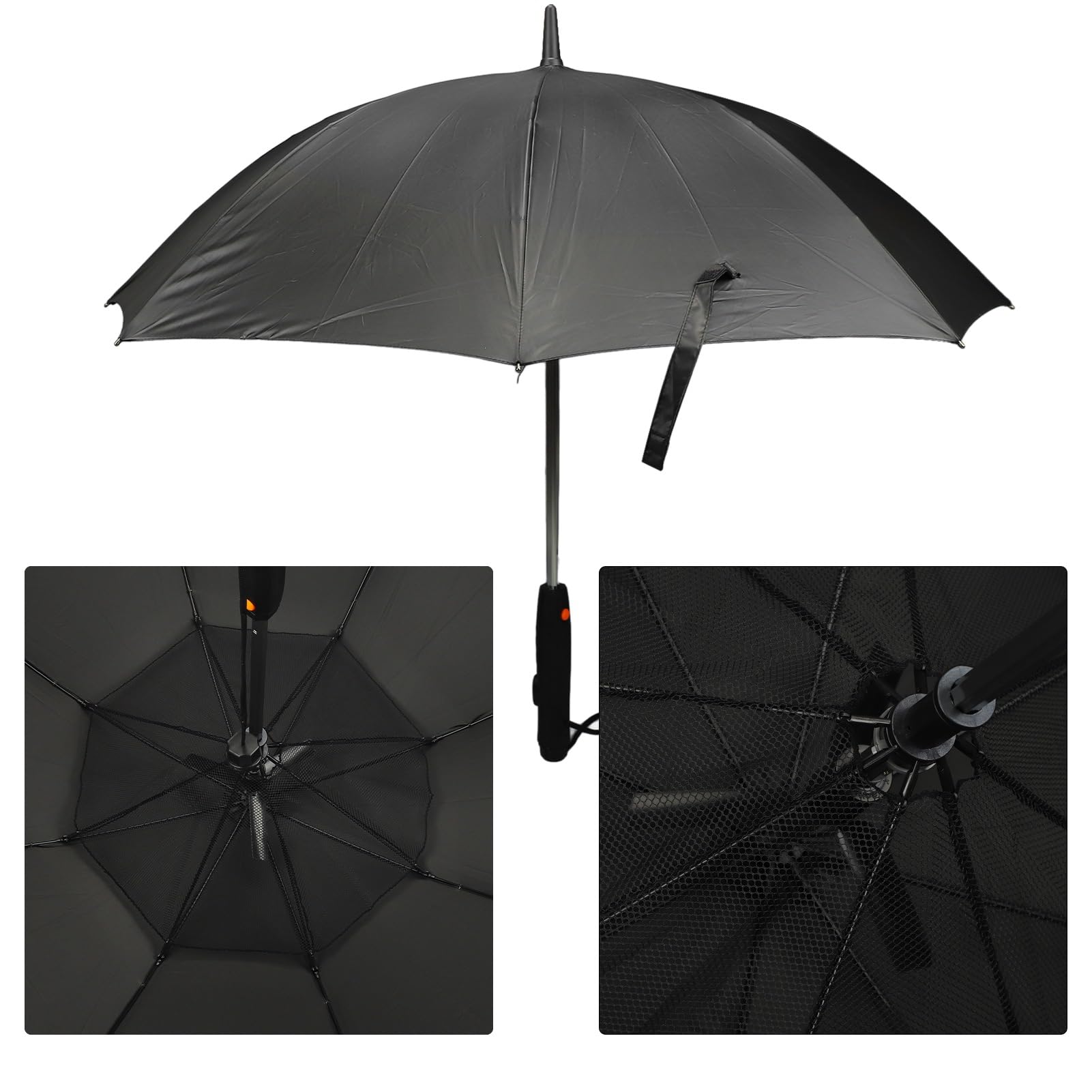 Parasol Przeciwsłoneczny Blokujący Promieniowanie UV z Wentylatorem i Spryskiwaczem 3-calowy Przenośny Parasol Zewnętrzny na Letnie Podróże Plaża Kemping Lekki 8 żeber Niebieski