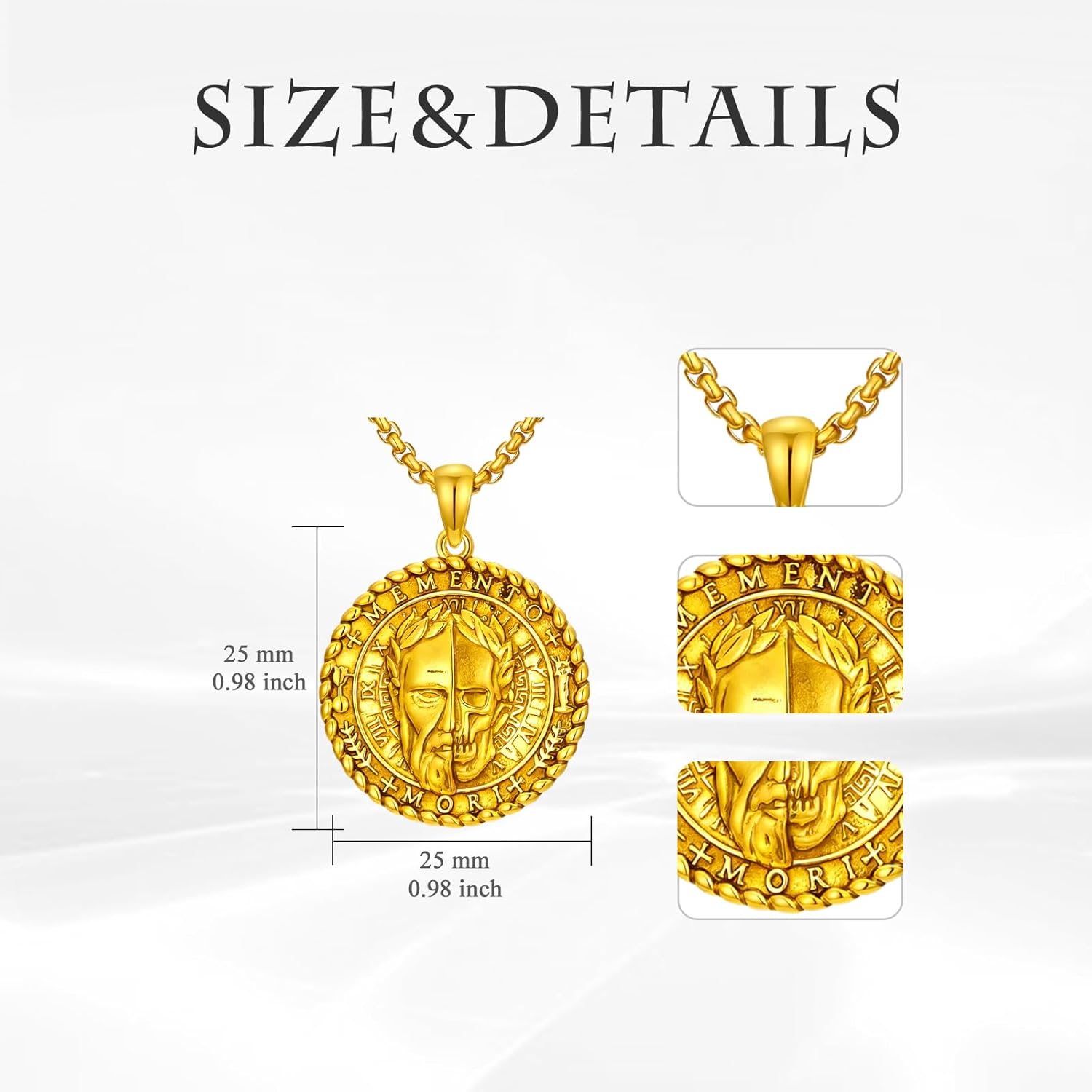 Memento Mori Necklace Gothic Skull Pendant Skeleton Necklace Stoicism Memento Mori Jewelry Gifts for Men Women