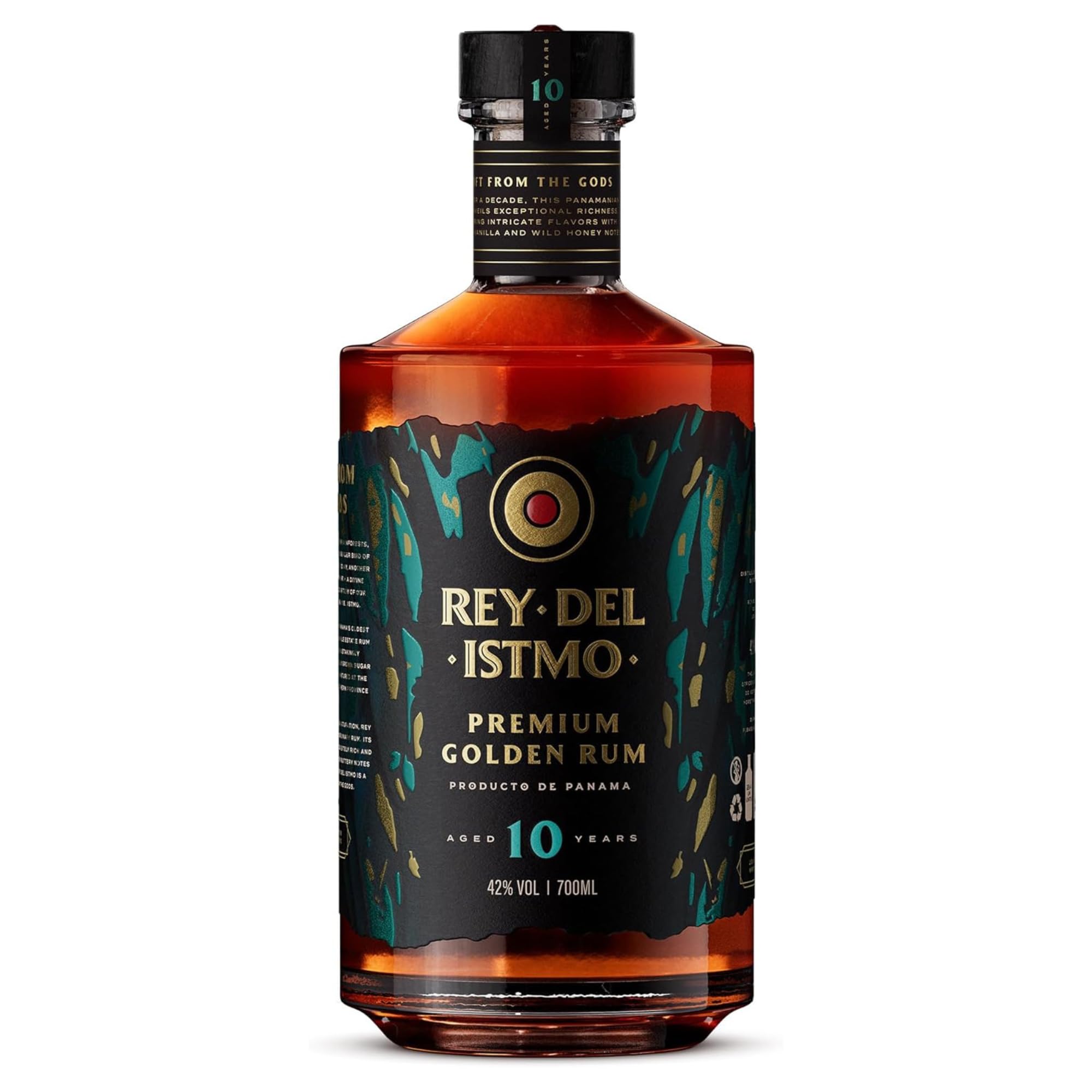 Rey Del Istmo Premium Golden Rum 10 Year Old | Luxury Panamanian Aged | Single Estate Sugar Cane Spirit | Award-Winning | Oak Cask Matured 700ml, 42% ABV | Luxury Gift