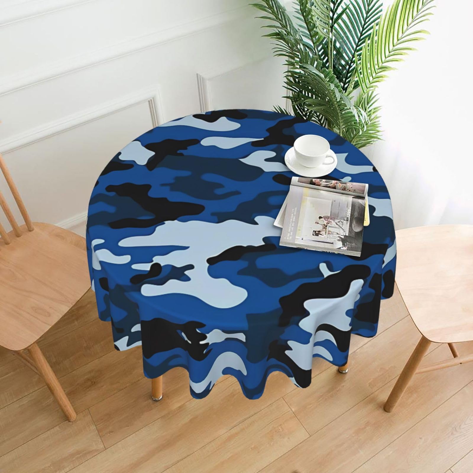 hhxvcv Blue Camo Round Tablecloth – Dining Table Cover