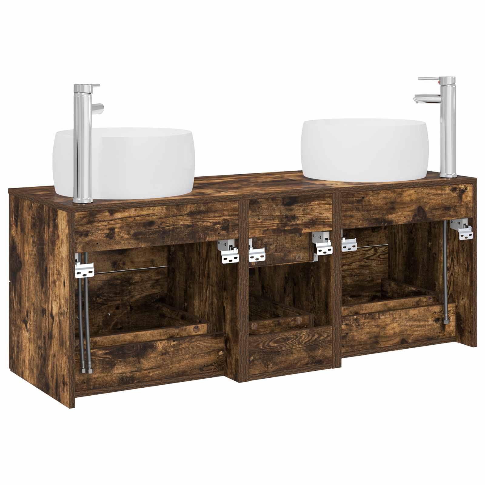 Juego Mueble Baño 3 Piezas Roble Ahumado