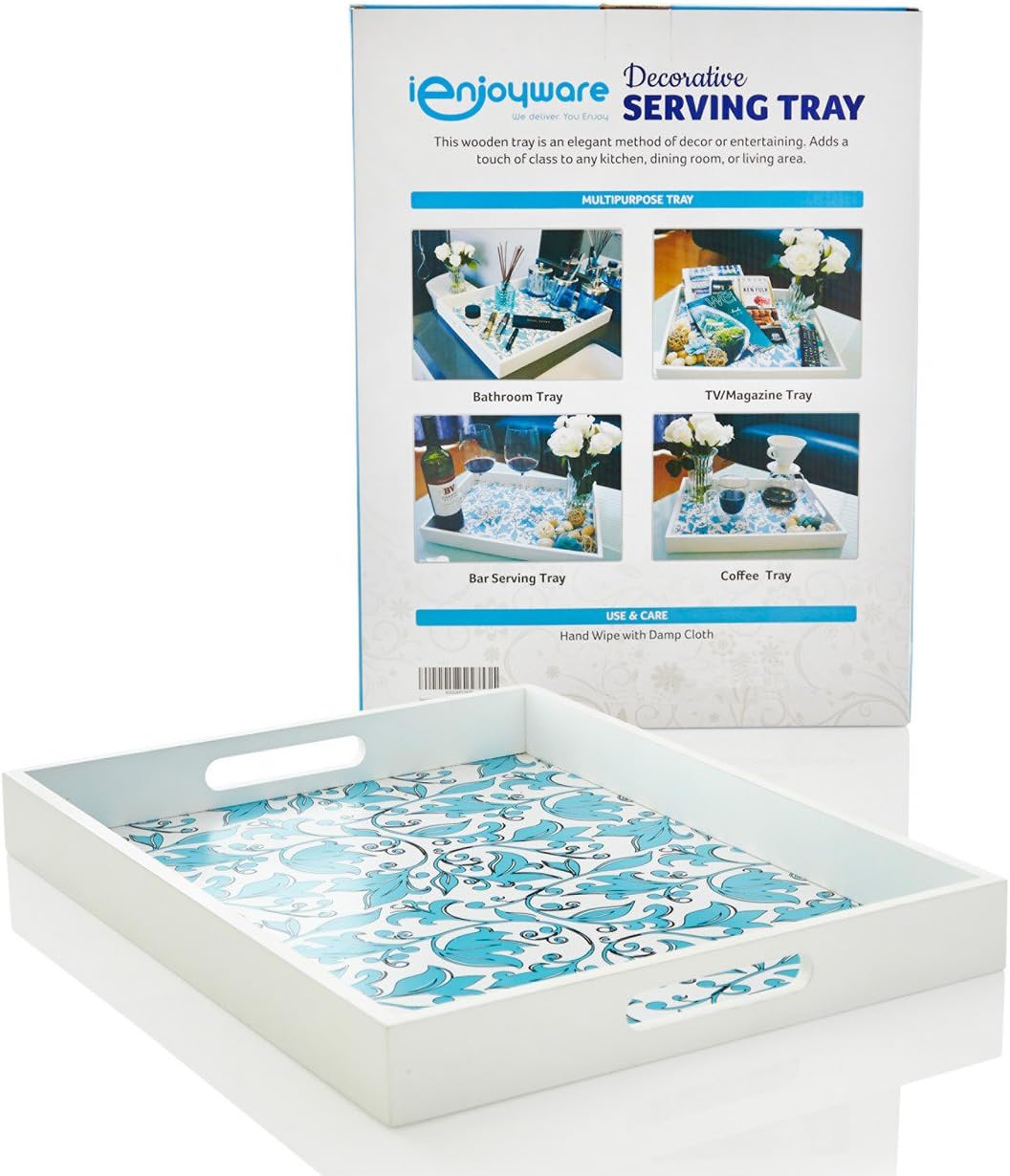 iEnjoyware Rectangular Serving Tray with Routed Handle - 17" x 13" - Blue