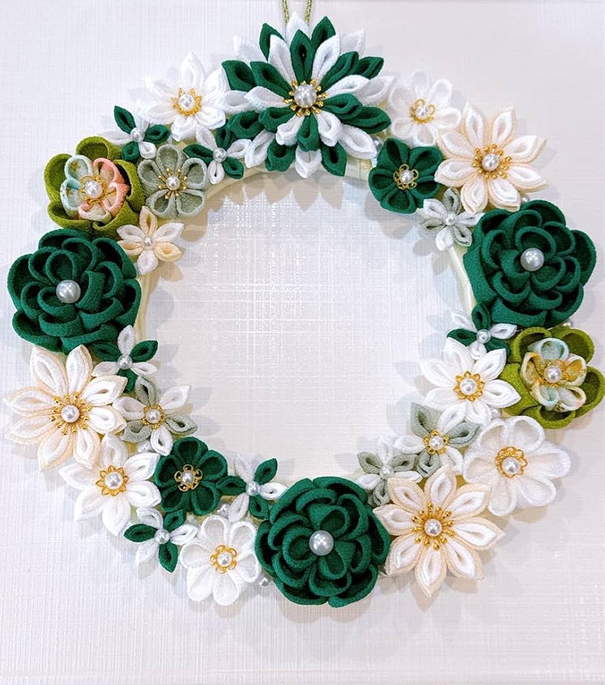 専用☆つまみ細工フラワーリース Amazon.co.jp: つまみ細工リース No.42 緑リース : ホビー