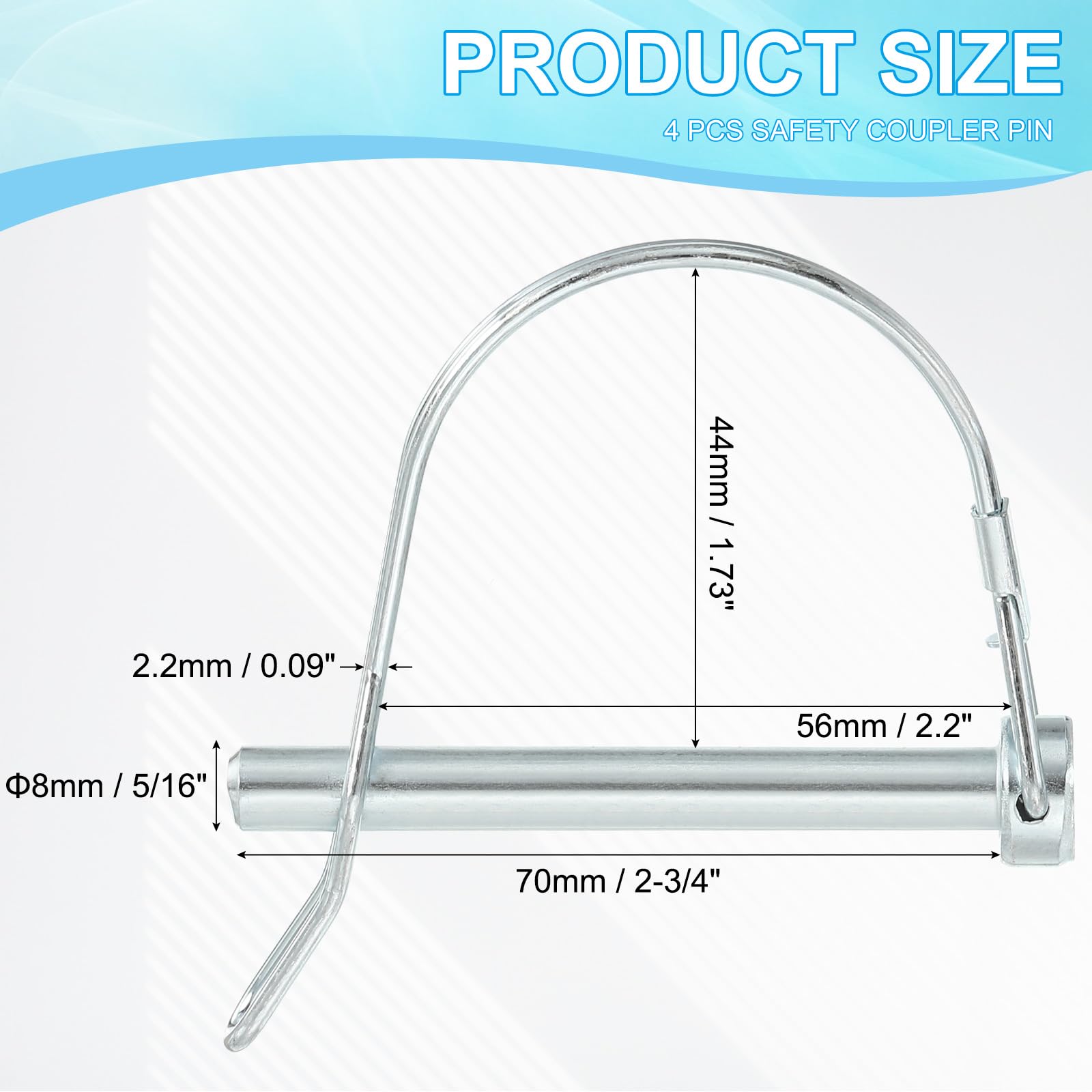 PATIKIL Shaft Locking Pin W Ear 5/16x2-9/16x1.73"(D*L*IW) - Image 2