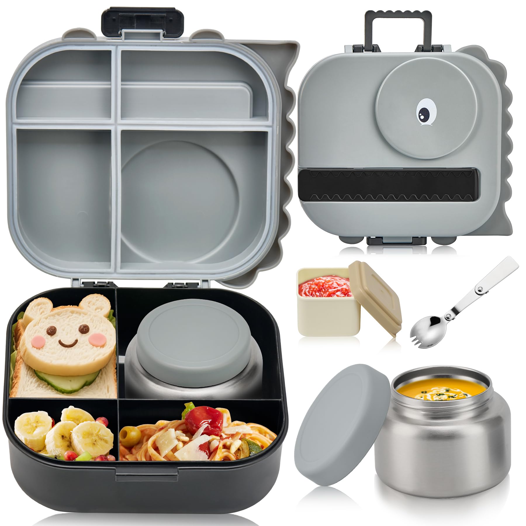 View 1 of [MISSING PARTS] Pawtong Bento Lunch Box with Thermo Lunch Box, Grey