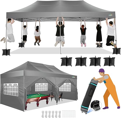 COBIZI Toldo de 10x20 pies con Paredes Laterales, Carpa de Fiesta de Servicio Pesado Emergente carpas para Fiestas, Carpas para Fiestas, Bodas,