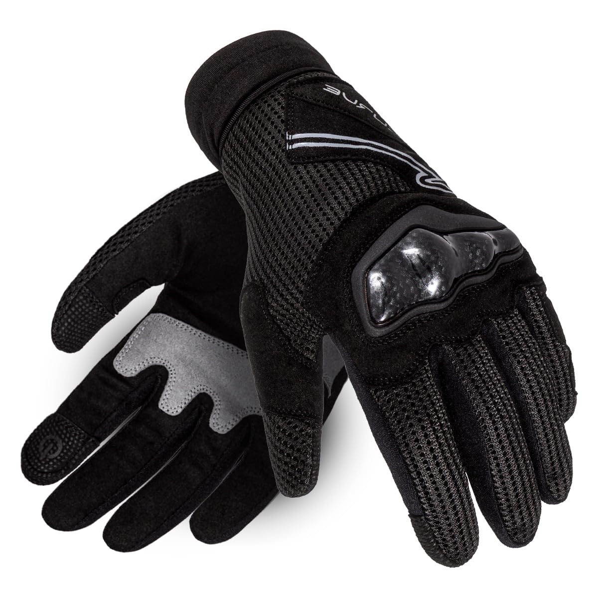 CURVE Guantes Moto Zircon Vented, Negros, Cortos, Transpirables, Protección en los Nudillos de TPU, Uso Pantalla táctil, Adultos, Hombre, Mujer, CE, homologados