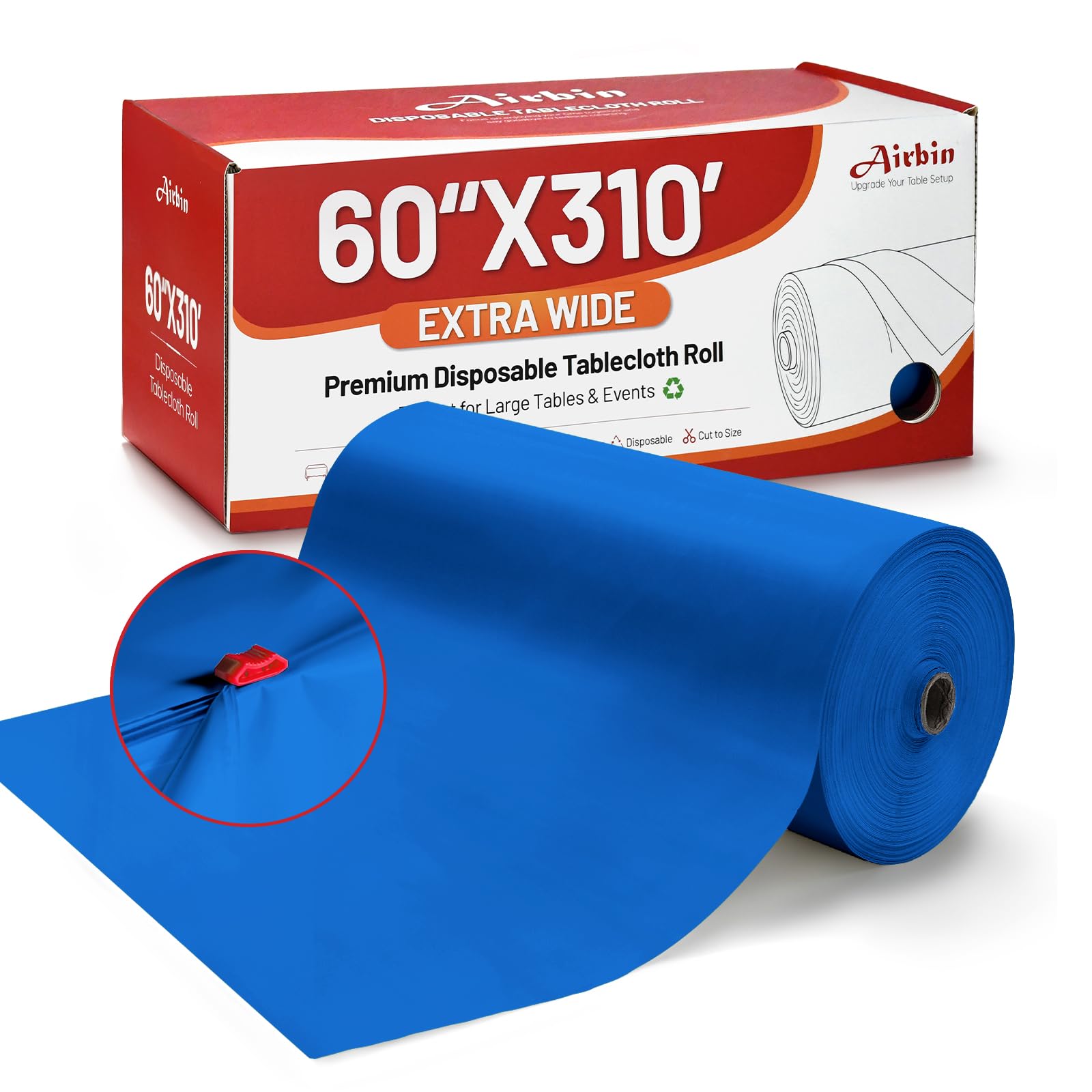 Plastic Table Cloth, Extra Wide 60 In X 310 Ft PEVA Disposable Tablecloth