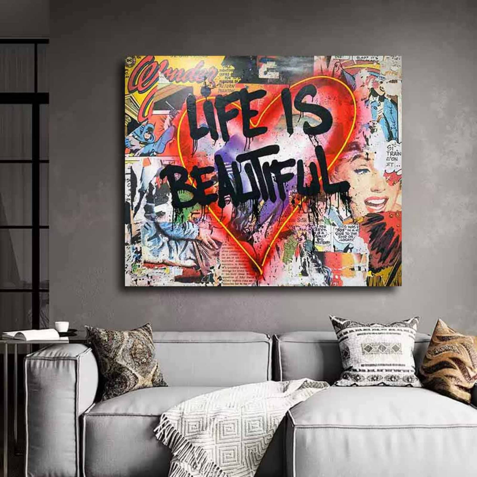 Amazon.co.jp: Banksy-Life is Beautiful 絵画 インテリア おしゃれ