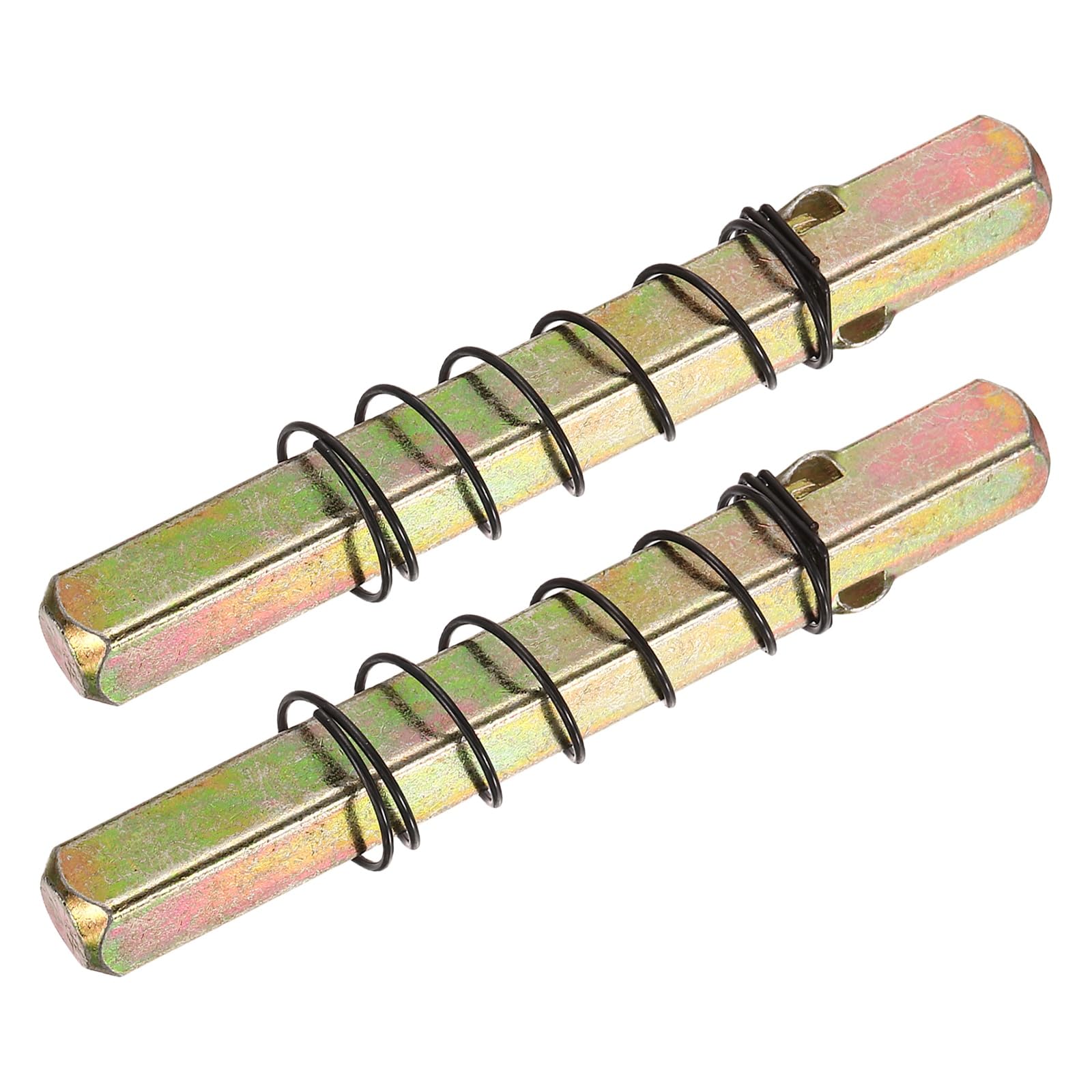 sourcing map 2Pcs Door Knob Spindle, 80mm Spare Door Handle Spindle Bar with Limit Spring, Vintage Straight Knob Replacement Parts for Mechanical Locks (Gold Tone, 14mm)