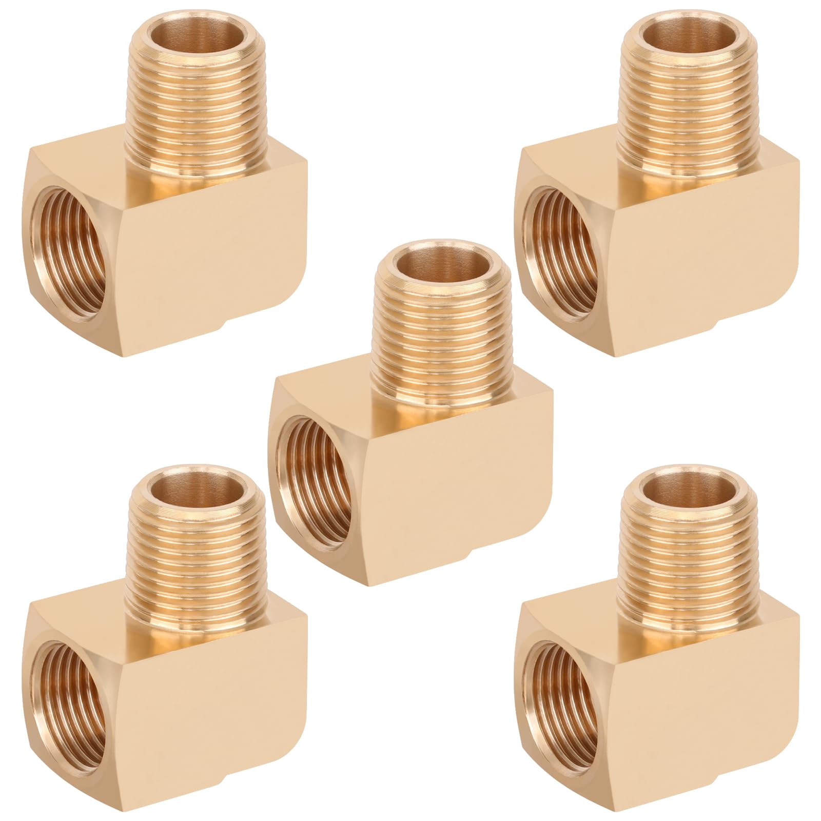 5pcs 1/2" Brass Forged 90 Degree Elbow Fittings, 1/2" NPT Male to Female, ASTM B584, ASME/ANSI B16