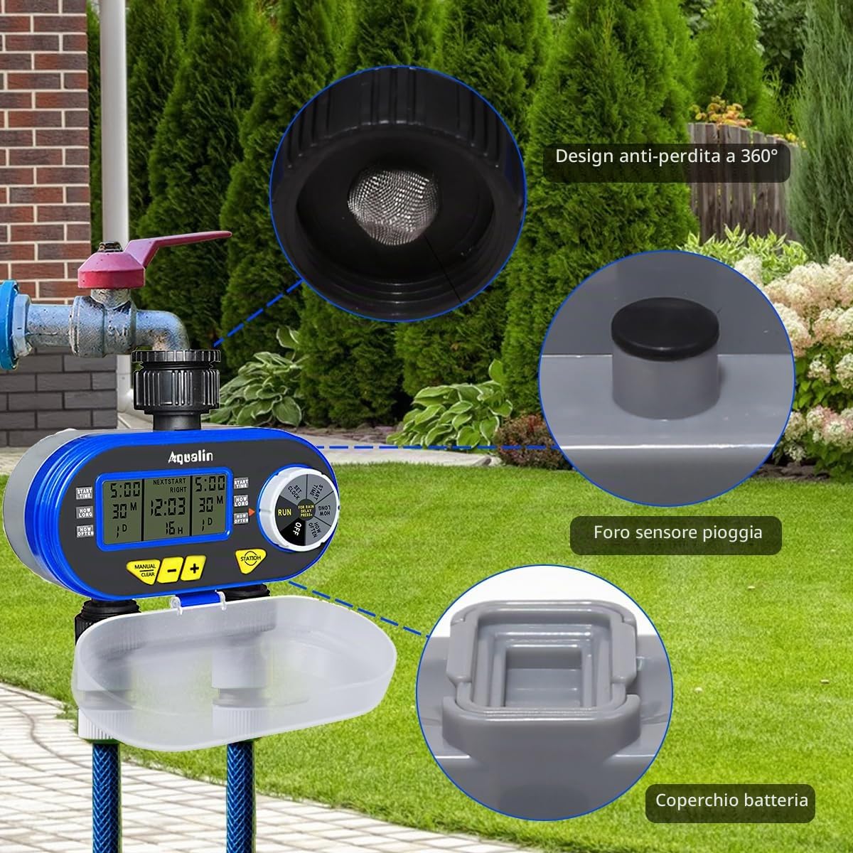 Temporizzatori per irrigatori Sistema di irrigazione Controller Computer per irrigazione Due uscite