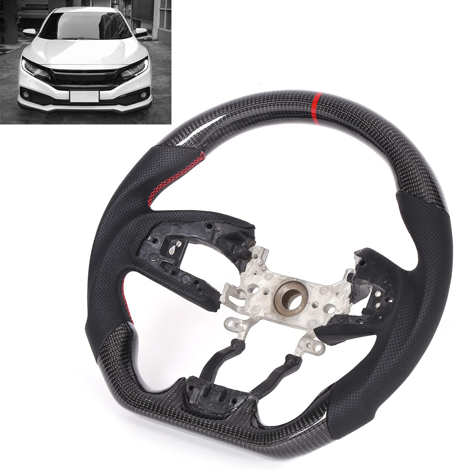 Volant en Fibre de Carbone, Coutulature en Cuir perforé Couture à Débit Rapide Volant avec un Fond Plat D Conception de Course pour FC 2016-2021