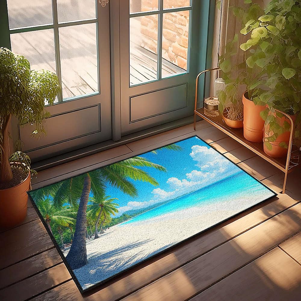 Tapis rétro Paradis tropical paillasson extérieur 65x90 cm