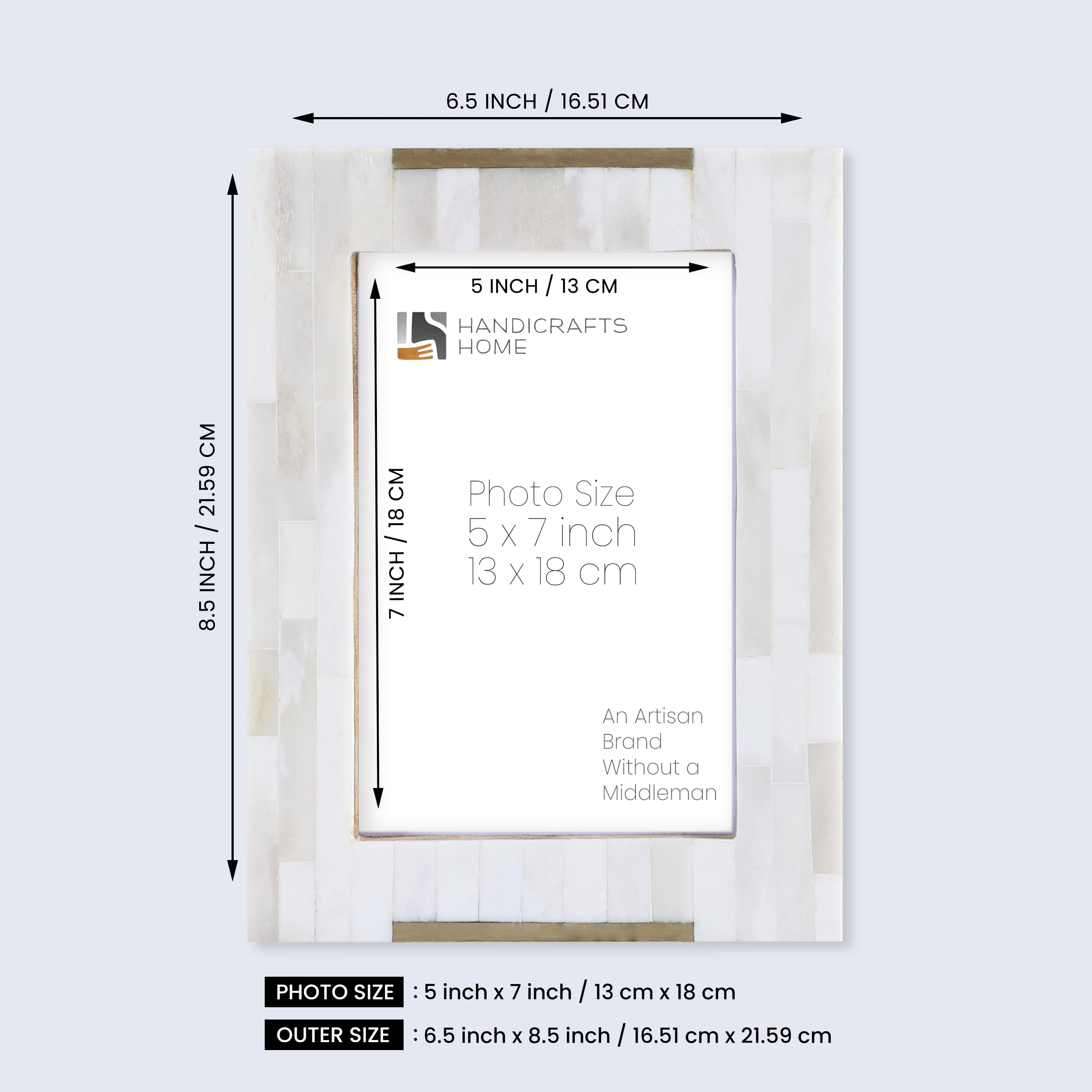 Handicrafts Home White 5x7 Picture frame, Decorative Picture Frame for Home Decor Wall & Tabletop Display, Living Room - Image 2