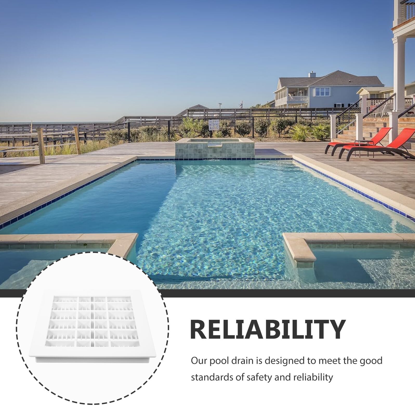 Tapa de Desagüe de Piscina de Plástico Blanco, Reemplazable Segura
