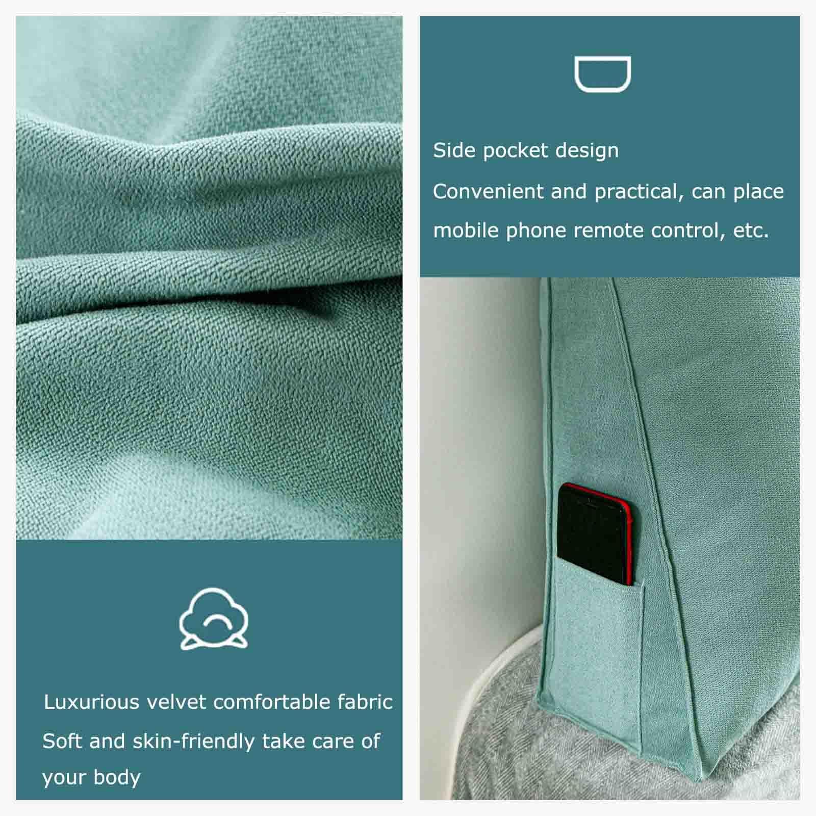 Cuscino di supporto per la schiena per letto e divano, cuscino ortopedico lungo con fodera rimovibile, cuscino a cuneo da lettura, supporto per schienale, 60 x 20 x 50 cm