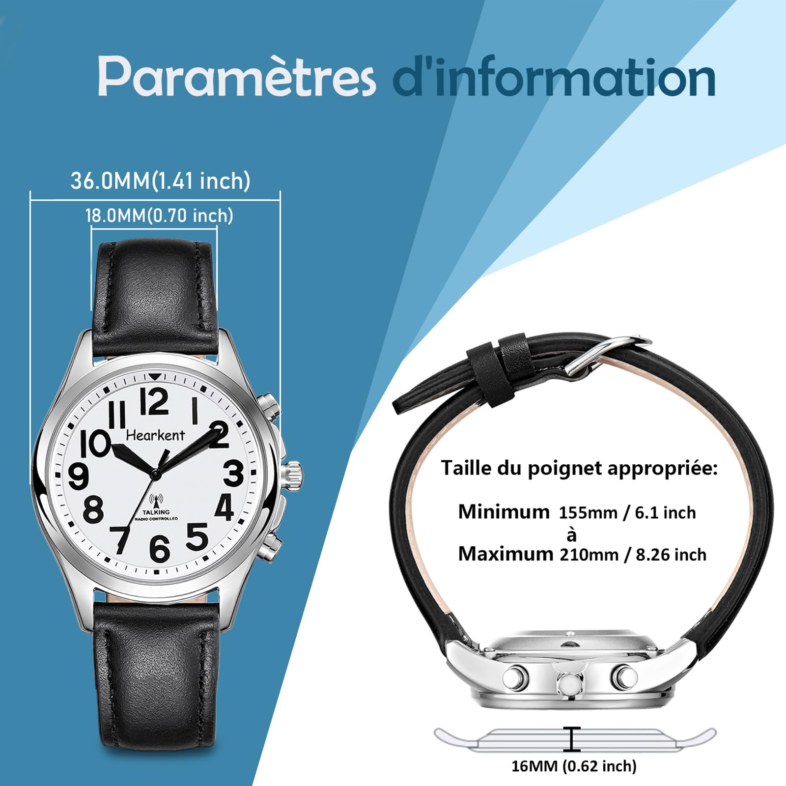 Hearkent Orologio parlante da donna con numeri jumbo, facile da leggere per anziani ipovedenti, auto-regolazione per anziani, rilegati, orologio da polso, cronometraggio preciso