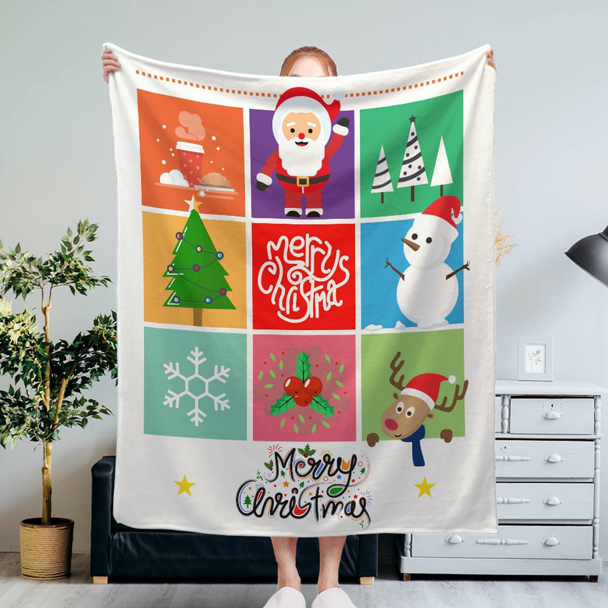 Koc narzuta na łóżko, Święty Mikołaj, narzuty na sofy, duży koc polarowy na jesień i zimę, miękki i przytulny, ciężki koc polarowy Sherpa puszysty koc dla dziecka