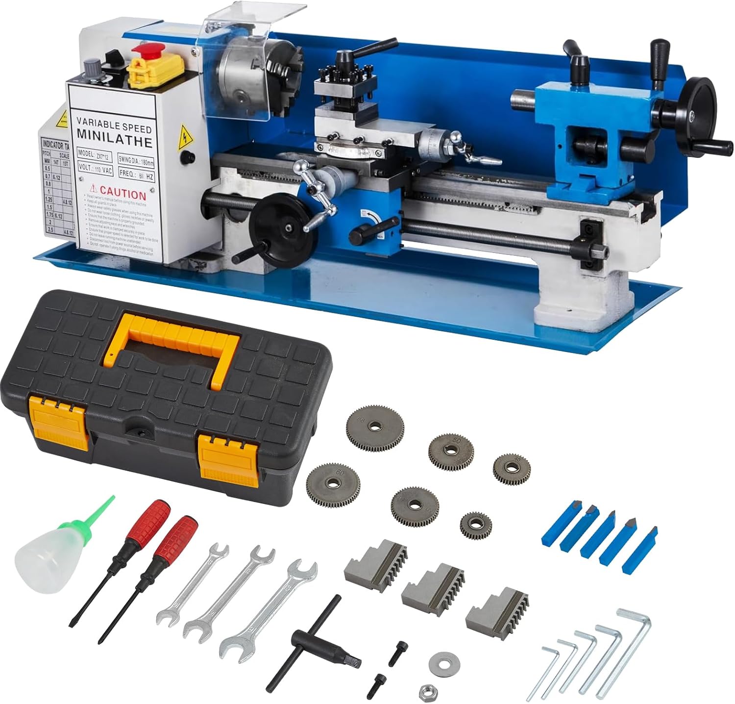 Mini Metal-Lathe Machine Benchtop 550W Variable Speed 2250RPM W/ 3-Jaw Chuck CNC - Picture 12 of 18