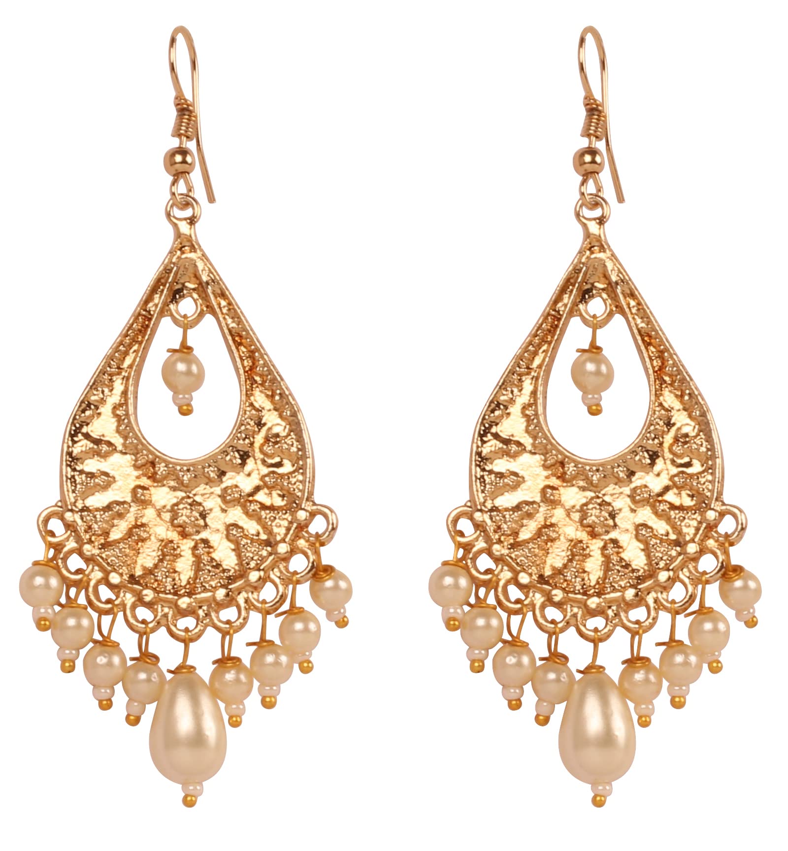 Sunsoulby Touchstone Indian Bollywood Trends Fresh Fashion Traditional Handcrafted Beautiful Workmanship Filigree Hangings Designer Jewelry Earrings in White Or Gold Tone for Women.